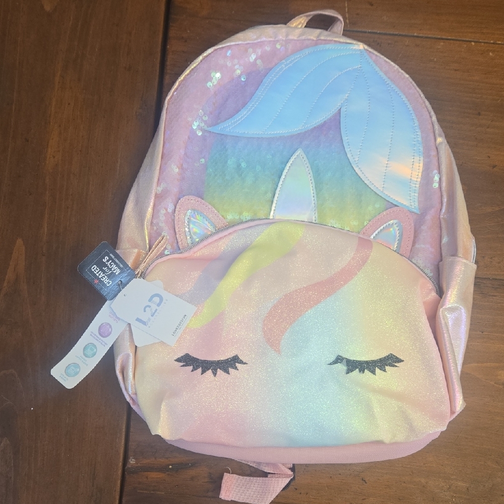 Nwt Unicorn Mermaid Pink Glitter Sequin Backpack